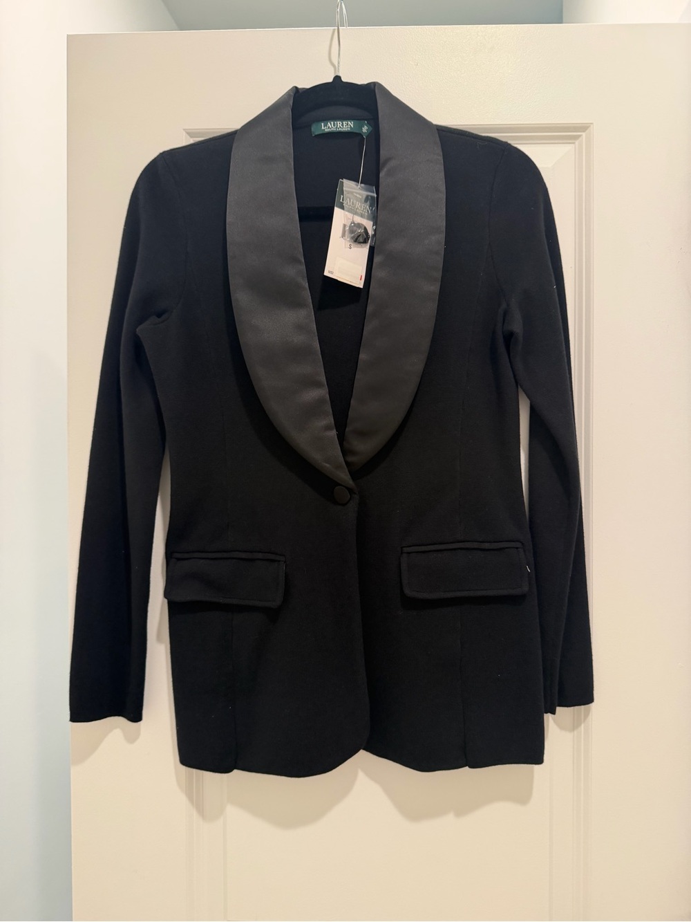 NEW❗️Lauren Ralph Lauren Black Blazer with Satin Shawl Collar